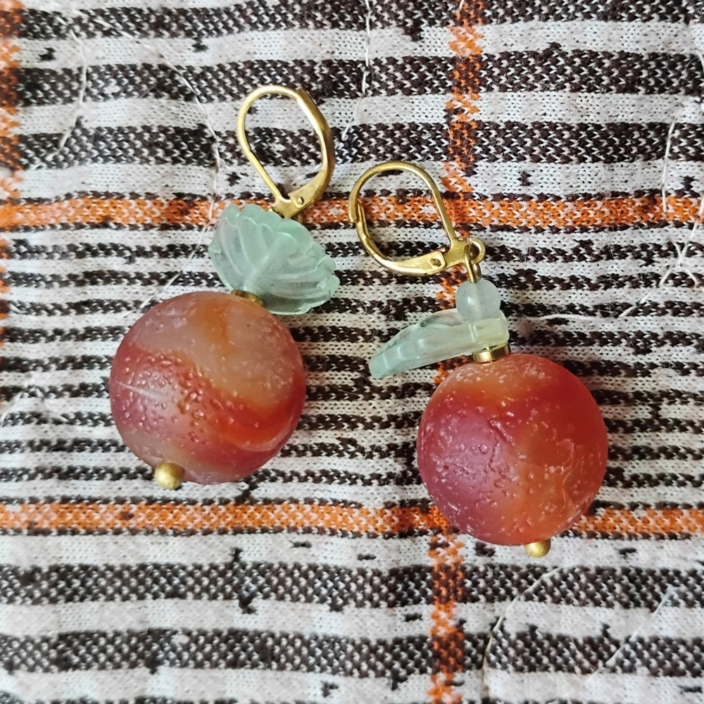 Handmade Carnelian Fruit Earrings
